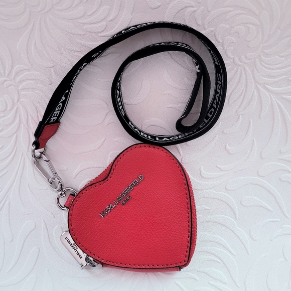 Karl lagerfeld Lanyard Coin Zip pouch Red - Picture 1 of 12
